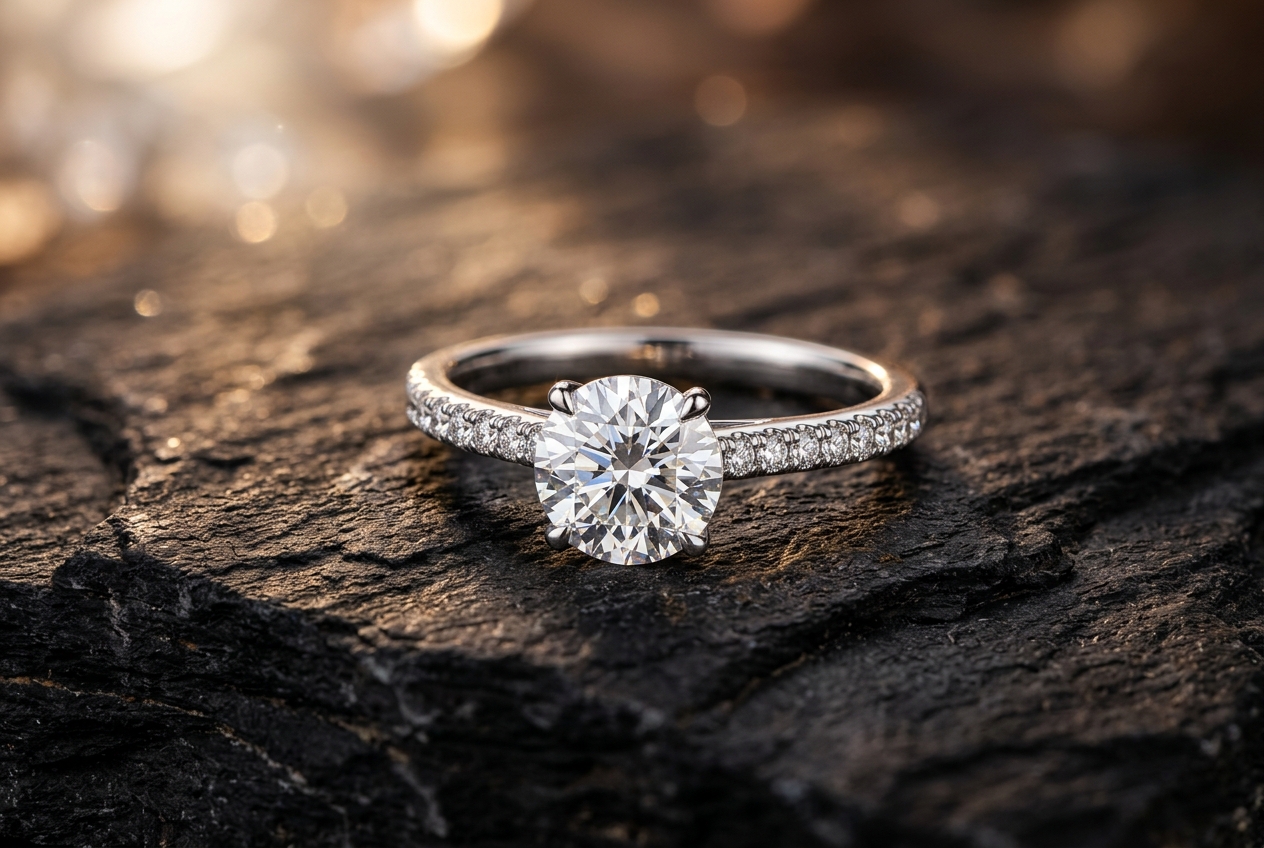 Atelier Vrai Solitaire Diamond Ring on Slate Stone